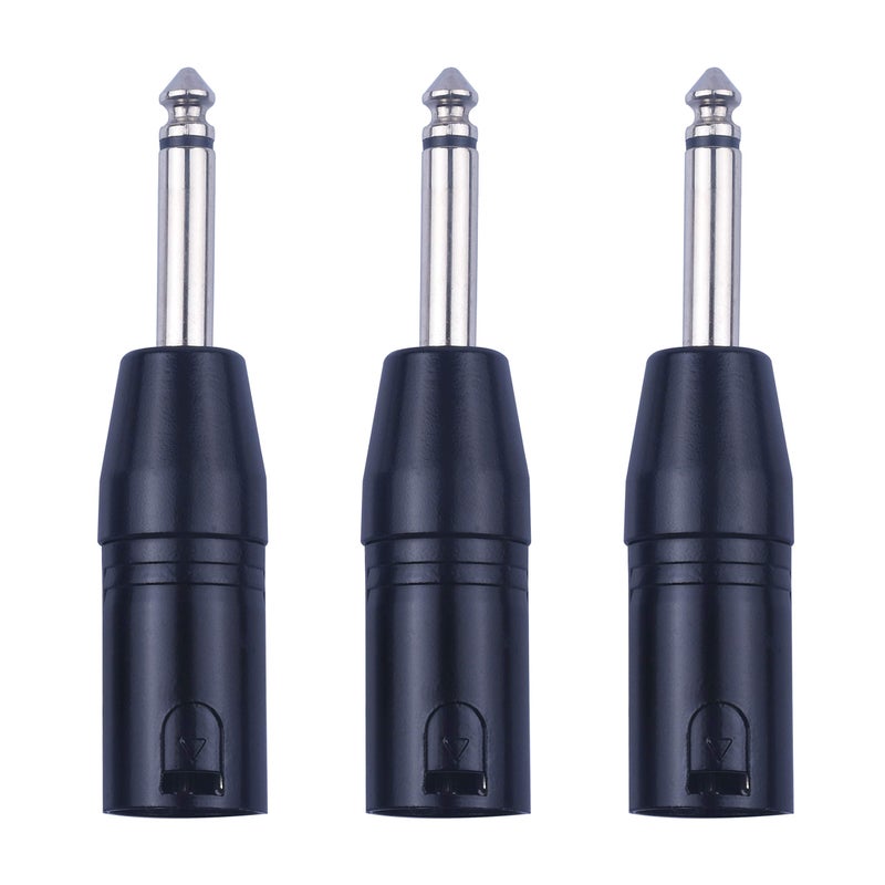 Devinal XLR Male to 1/4" Adapter Upgrade 6.35mm Mono to XLR Gender Changer, Quarter Inch TS to 3 PIN XLR Converter Audio Coupler Connector Metal Construction Mic Jack Plug (3 Pack) - Image 5